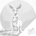  PontPöttyöző - Kenguru a kölykével Méret: 50x50cm, Keretezés: Műanyagtáblával, Szín: Kék