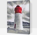  Festés számok szerint - Világítótorony piros tetővel Méret: 40x60cm, Keretezés: Műanyagtáblával