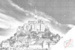  PontPöttyöző - Mont St. Michel Méret: 40x60cm, Keretezés: Kartonlemezen, Szín: Fekete