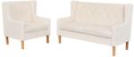 vidaXL Set canapea, 2 piese, textil, Alb crem (274928) Canapea