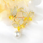 Arannyal bevont exkluzív pillangó bross sárga színű Swarovski kristályokkal (0212. ) (G500801C09Y)