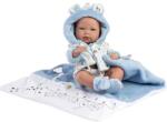 Llorens Llorens: Nico 40cm-es újszülött fiú baba kék pelenkázóval, cumival és 4db különböző ruhával (73897)