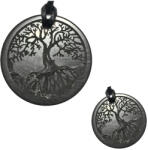  Pandantiv Shungit Rusia cu Arborele Vietii Celtic - Protectie EMF 50x50x3-4 mm - 1 Buc