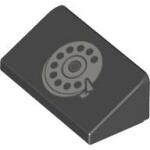LEGO® 85984pb290c11 - LEGO fekete 30° lejtő 1 x 2 x 2/3 méretű, telefon tárcsa mintával (85984pb290c11)