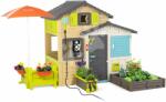 Smoby Házikó Jóbarátok kerttel a napernyő alatt elegáns színekben Friends House Evo Playhouse Smoby bővíthető (SM810228-M)