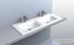 LunArt Timo 1000-2 100x45 cm-es 2 medencés beépíthető öntöttmárvány mosdó túlfolyó nélkül, fényes fehér 5999123006752 (5999123006752)