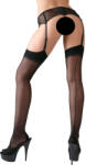 Cottelli Collection - hátul csíkos harisnya magas sarokvarrással (fekete) (25403121621) - padlizsan