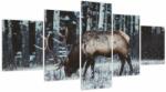 Mivali Tablou - cerbul iarna (cu ceas), din cinci bucăți 150x80 cm cu ceas (V020179V15080C)