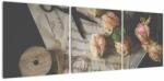 Mivali Tablou cu note muzicale și trandafiri, din trei bucăți 120x40 cm (V020393V12040)