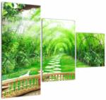 Mivali Tablou - Privire la grădina tropicală (cu ceas), din trei bucăți 90x70 cm cu ceas (V022806V9070C)