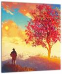 Mivali Tablou pe sticlă - casa în deal, dintr-o bucată 30x30 cm pe sticlă (V022346V3030GD)
