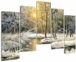 Mivali Tablou - Cabană în pădure, pictură în uei, din cinci bucăți 125x90 cm (V023251V12590)