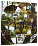 Mivali Tablou pe sticlă - Colaj geometric pe fundalul pădurilor nordice, dintr-o bucată 40x40 cm pe sticlă (V023063V4040GD)