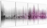 Mivali Tablou - Panorama orașului, roz-gri, din patru bucăți 160x80 cm (V023168V16080)