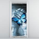 Mivali Fototapet pentru ușă - Fluture albastru pe perete (D021740D95205)