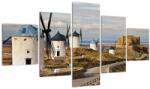 Mivali Tablou - Morile de vânt din Consuegra, Spania, din cinci bucăți 125x70 cm (V023470V12570)