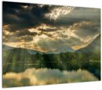 Mivali Tablou cu lac și soarele translucid, dintr-o bucată 70x50 cm (V021135V7050)