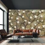 Mivali Fototapet - Magnolii albe pe zidărie de piatră, vlies, 539x389 cm (T100409TQ11)