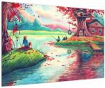 Mivali Tablou - Acuarelă, Golf într-un sat de munte, dintr-o bucată 90x60 cm (V022765V9060)