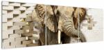 Mivali Tablou - Elefant spârgând peretele, din trei bucăți 150x50 cm (V022794V15050)