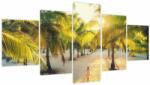 Mivali Tablou - Femeie între palmieri (cu ceas), din cinci bucăți 150x80 cm cu ceas (V022165V15080C)