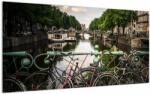 Mivali Tablou pe sticlă cu bicicleta în oraș, dintr-o bucată 100x50 cm pe sticlă (V020595V10050GD)