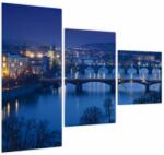 Mivali Tablou cu podurile din Praga (cu ceas), din trei bucăți 90x70 cm cu ceas (V020932V9070C)