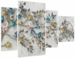 Mivali Tablou - Pe creangă - abstract (cu ceas), din patru bucăți 110x75 cm cu ceas (V021346V11075C)