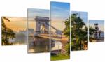 Mivali Tablou - Pod peste râu, Budapesta, Ungaria, din cinci bucăți 125x70 cm (V023128V12570)