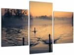 Mivali Tablou cu lebăde pe apă în ceață, din trei bucăți 90x60 cm (V020989V90603PCS)