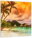 Mivali Tablou pe sticlă - Insula Bora Bora, dintr-o bucată 30x30 cm pe sticlă (V022350V3030GD)
