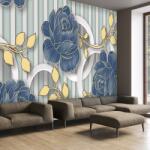 Mivali Fototapet - Flori poleite cu aur 3D, vlies, 98x68 cm (T100070TQ2)