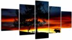 Mivali Tablou - Silueta unui lup, din cinci bucăți 150x80 cm (V022548V150805PCS)