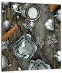 Mivali Tablou pe sticlă - decorațiuni argintii de Crăciun, dintr-o bucată 30x30 cm pe sticlă (V020310V3030GD)