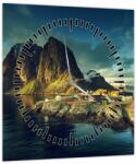Mivali Tablou cu sat de pescari din Norvegia (cu ceas), dintr-o bucată 30x30 cm cu ceas (V021280V3030C)