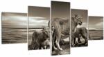 Mivali Tablou cu leii alb negri, din cinci bucăți 150x80 cm (V020475V150805PCS)