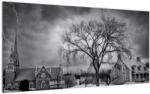 Mivali Tablou pe sticlă cu sat alb negru, dintr-o bucată 100x50 cm pe sticlă (V020397V10050GD)