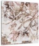 Mivali Tablou pe sticlă - Frescă florală pe un perete de cărămidă, dintr-o bucată 40x40 cm pe sticlă (V022882V4040GD)