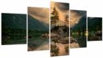Mivali Tablou - lacul în munți (cu ceas), din cinci bucăți 150x80 cm cu ceas (V020080V15080C)