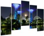Mivali Tablou cu lună plină în grădinile din Singapur, din cinci bucăți 125x90 cm (V021710V12590)