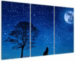 Mivali Tablou - Lupul urlând la lună, din trei bucăți 120x80 cm (V022624V120803PCS)