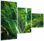 Mivali Tablou - Cascada Madakaripura, Java de Est, Indonezia (cu ceas), din trei bucăți 90x70 cm cu ceas (V023400V9070C)