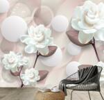 Mivali Fototapet - Flori albe 3D, vlies, 196x136 cm (T100084TQ4)