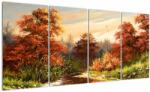 Mivali Tablou - Râu în peisaj de toamnă, din patru bucăți 160x80 cm (V023239V16080)
