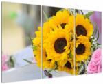 Mivali Tablou cu buchetul miresii de floarea soarelui, din trei bucăți 120x80 cm (V020261V120803PCS)