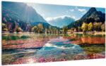 Mivali Tablou pe sticlă - Lacul Jasna, Gozd Martuljek, Alpii Iulieni, Slovenia, dintr-o bucată 100x50 cm pe sticlă (V022937V10050GD)