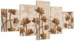 Mivali Tablou cu abstracția florilor - maro, din cinci bucăți 150x80 cm (V021309V150805PCS)