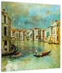 Mivali Tablou pe sticlă - Canalul de la Veneția și gondole, dintr-o bucată 40x40 cm pe sticlă (V023312V4040GD)
