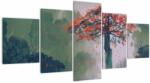 Mivali Tablou - Copacul roșu singuratic, din cinci bucăți 150x80 cm (V023218V150805PCS)