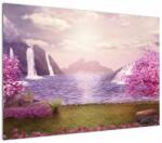 Mivali Tablou cu pomi roz cu lac, dintr-o bucată 100x70 cm (V020463V10070)